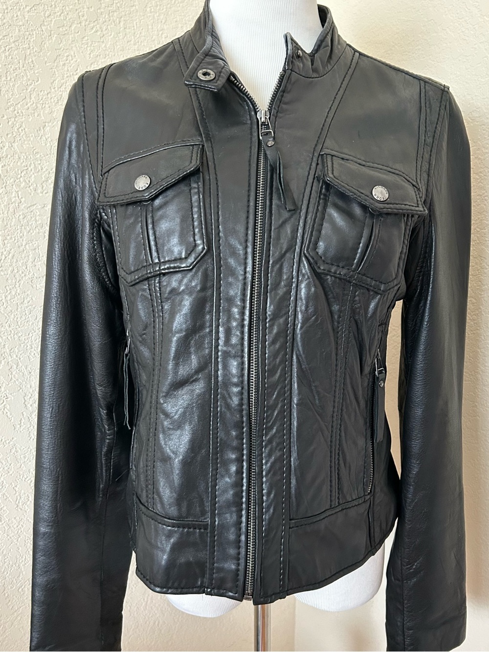 Leather Jacket Motorcycle Jacket Black Lambskin Leather Jacket Michael Kors